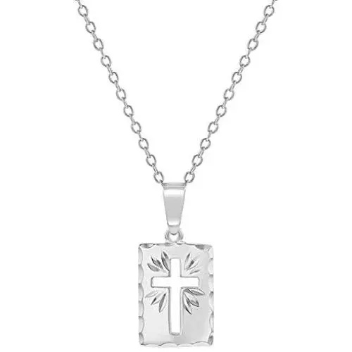 925 Sterling Silver Cutout Cross Medal Pendant Necklace Baby Children 16'' 925 Sterling Silver Cutout Cross Medal Pendant Necklace Baby Children 16''