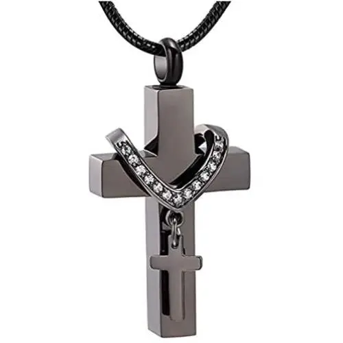 LLmansha Stainless Steel Cremation Jewelry for Ashes Cross Urn Pendant Necklace Memorial Keepsake Jewelry Urn LLmansha Stainless Steel Cremation Jewelry for Ashes Cross Urn Pendant Necklace Memorial Keepsake Jewelry Urn