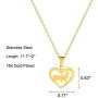 Dainty Heart Pendant Necklace for Women, HEWIC 18k Gold Plated Stainless Steel Handmade Small Butterfly Charm with Unbreakable Chain Delicate Girl Necklace Minimalist Jewelry Gift
