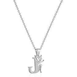 Disney ''Tinkerbell'' Initial Silver Pendant Necklace