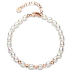 Pearl Bracelets Freshwater Cultured Strand Pearl Bracelets Gold Filled with Adjustable Chain Jewelry Gift for Teen Girls Daughter Women Bridal