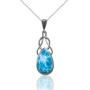 BEAN & VANILLA Larimar Stone Teardrop Ocean Blue Pendant with Italian Sterling Silver Chain Necklace