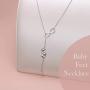 DAOSHANG 925 Sterling Silver Infinity Baby Feet Lariat Necklace for Women New Mom Necklace Soon to be Mom Gifts