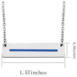 Thin Blue Line Bar Necklace Gift for Wife Mom Appreciation Jewelry