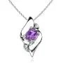 Shell Style Oval Amethyst and Diamond Pendant Necklace in Silver (4x3mm Amethyst) Shell Style Oval Amethyst and Diamond Pendant Necklace in Silver (4x3mm Amethyst)