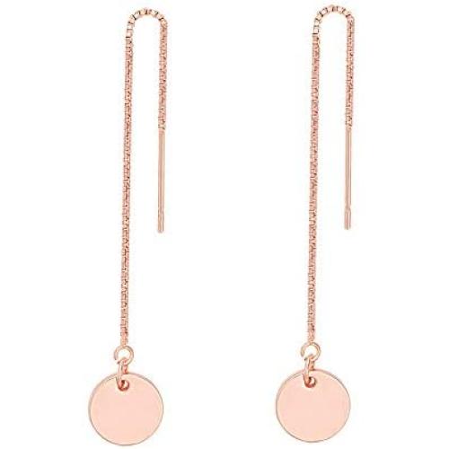 MANZHEN Minimalist Wafer Coin Disc Circle Threader Drop Earrings