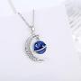 Waysles Crescent Moon Star Moonstone Necklace,Moon Star Earth Necklace, Sun Sunshine Necklace, Moon Lightning Necklace, Star Ring Holder S925 Sterling Silver Jewelry