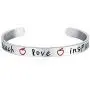 Teacher Appreciation Gift - Stainless Steel Teach Love Inspire Cuff Bangle Bracelet for Women, Jewelry for Teachers, Birthday Gifts for Teachers, Thank You for Helping Me Grow Gift