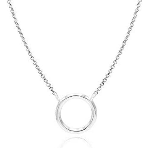 River Island Sterling Silver Small Circle Tube Pendant Necklace | Available in Silver, Rose and Yellow Gold.