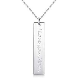 EPIRORA Mothers Birthday Gift S925 Sterling Silver Necklace I Love You Mom Vertical Bar Pendant Mom Jewelry from Daughter Son Kids