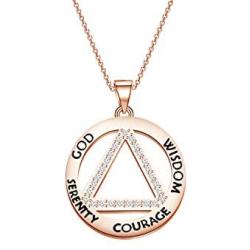 AA Recovery Symbol Cubic Zirconia Necklace Serenity Prayer AA Recovery Necklace God Serenity Courage Wisdom Sobriety Gift