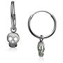 Big Apple Hoops - Easter Sunday High Polished Solid 925 Sterling Silver Punk Rock Skull Charm with 14mm Hoop Earrings in 2 Colors Silver or Black with Maximum Anti-Tarnish Finish Gifts for Men, Teens, Women