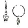 Big Apple Hoops - Easter Sunday High Polished Solid 925 Sterling Silver Punk Rock Skull Charm with 14mm Hoop Earrings in 2 Colors Silver or Black with Maximum Anti-Tarnish Finish Gifts for Men, Teens, Women
