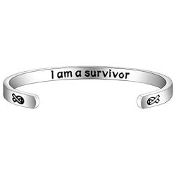 BAUNA Survivor Bracelets Cancer Survivor Gift I Am A Survivor Cuff Bangle Bracelet Cancer Bracelets Survivor Inspirational Motivational Jewelry Gifts