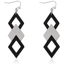 Bohemian Geometric Natural Wood Statement Earrings - Ethnic Wooden Leaf, Teardrop, Moroccan, Triangle Dangles