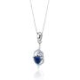 Created Sapphire Pendant Earrings Necklace Set Sterling Silver Trillion Cut 2.25 Carats