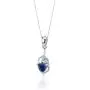 Created Sapphire Pendant Earrings Necklace Set Sterling Silver Trillion Cut 2.25 Carats