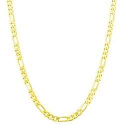 Nuragold 10k Yellow Gold 4mm Figaro Chain Link Pendant Necklace, Mens Womens Lobster Lock 16'' 18'' 20'' 22'' 24'' 26'' 28'' 30''