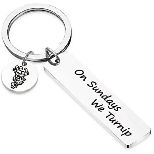 BOSATE Animal Crossing Inspirational Gift on Sundays We Turnip Keychain ACNH Gift Video Game Jewelry Gift New Horizons Gift for Animal Crossing Lover BOSATE Animal Crossing Inspirational Gift on Sundays We Turnip Keychain ACNH Gift Video Game Jewelry Gift New Horizons Gift for Animal Crossing Lover