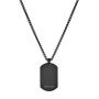Geoffrey Beene Mens Engraving-Stainless Steel Dog Tag Pendant Necklace with Cubic Zirconia Stone