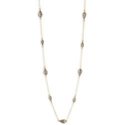 Lucky Brand Pave Beaded Strand Necklace, Gold