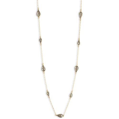 Lucky Brand Pave Beaded Strand Necklace, Gold