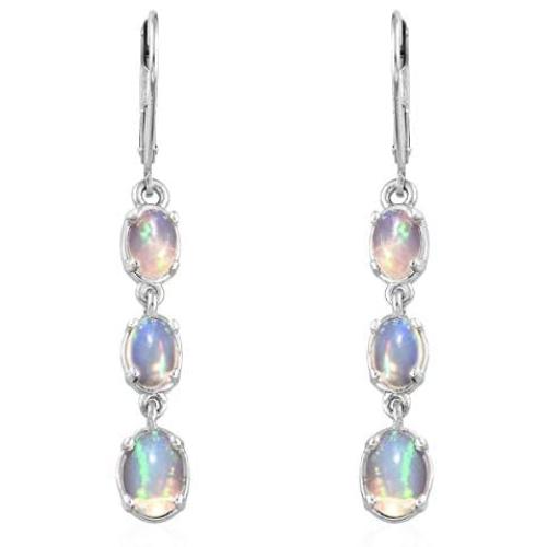 Shop LC 925 Sterling Silver Platinum Plated Oval Opal Bridal Wedding Dangle Earrings Prom Jewelry for Women Mothers Day Gifts 45mm