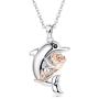 KesaPlan 14K Rose Gold Flower Dolphin Pendant Necklace for Women Dolphin Pendant Necklace Crystals from Swarovski, Valentines day Anniversary Jewelry