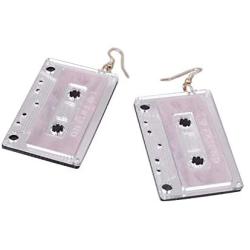 Personality Cassette Tape Dangle Earrings Acrylic Punk Funny Earrings for Women Girls