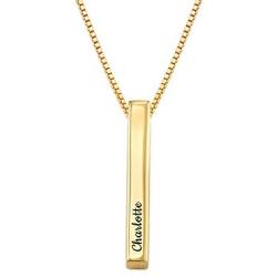 Oak&Luna Personalized Custom Pillar Bar Necklace -3D Engraved 4 Sides- Sterling Silver 925 Jewelry Gift for Her- Mother Day Pendant