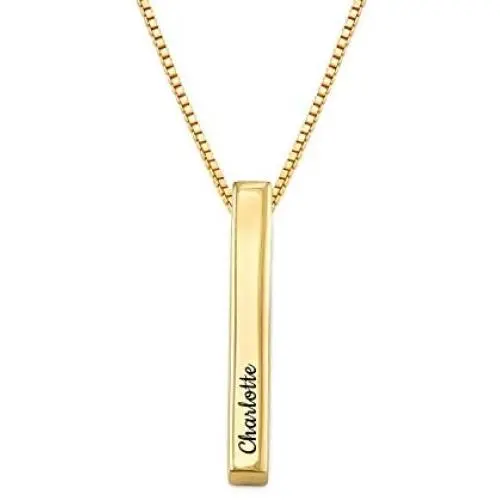 Oak&Luna Personalized Custom Pillar Bar Necklace -3D Engraved 4 Sides- Sterling Silver 925 Jewelry Gift for Her- Mother Day Pendant Oak&Luna Personalized Custom Pillar Bar Necklace -3D Engraved 4 Sides- Sterling Silver 925 Jewelry Gift for Her- Mother Day Pendant