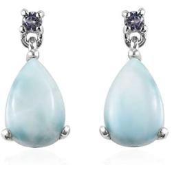 Shop LC Platinum Plated 925 Sterling Silver Larimar Blue Tanzanite Dangle Drop Earrings Prom Jewelry Birthday Mothers Day Gifts for Women