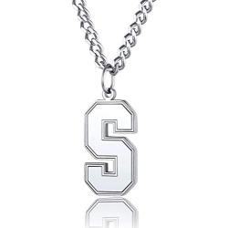 ChainsPro Men/Women Stunning Monogram Letter Necklace, A to Z Initial Charm with Chain-22+2''-Adjustable, 316L Stainless Steel/Gold Plated/Black (Send Gift Box)