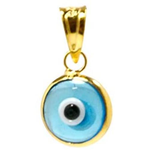 MIZZE Made for Luck 925 Sterling Silver 7 MM Round Glass Evil Eye Charm (Pendant Only) - 7 Colors to Choose Men Women
