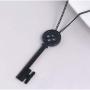 Coraline Key Necklace Girls Button Key Metal Pendant Sweater Chain Present for Child (Black)