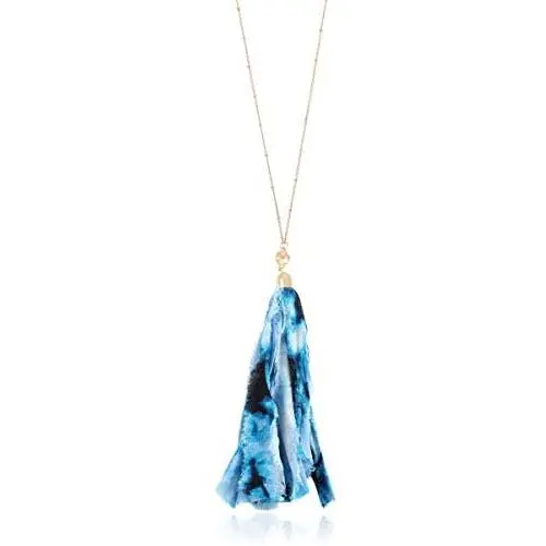RIAH FASHION Bohemian Tassel Statement Necklace - Lightweight Plaid Fabric, Faux Suede Fringe Long Bead Chain RIAH FASHION Bohemian Tassel Statement Necklace - Lightweight Plaid Fabric, Faux Suede Fringe Long Bead Chain