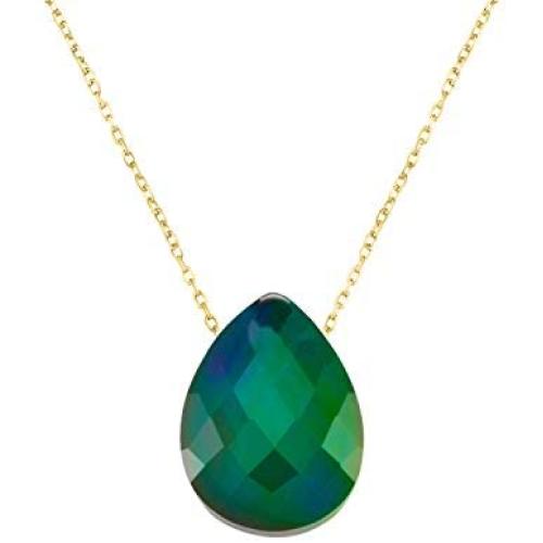 Soyaz 14K Gold Plated 925 Sterling Silver Necklace for Women | Color Changing Mood Stone | Gold Necklaces for Women | Sterling Silver Base Gold Chain