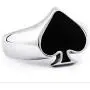 Ace of Spades Ring for Men, Black Ace Spades Poker Ring, Ace Playing Card Ring, Poker Gambling Cocktail Party Ring, Retro Punk Rock Biker Ring, Gambling Casino Jewelry Gift for Men Boys