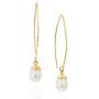 14k Gold-Filled Hand Wrapped Teardrop Cultured Pearl Long Wire Threader Earrings Bridal Wedding Jewelry