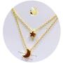 Dainty Moon Necklace Star Chain Gold Necklaces Crescent Moon Pendant Necklace Choker Necklace Minimalist Boho Jewelry for Women Girl Mother Gift