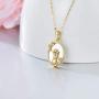 10K 14K 18K Yellow Gold Mother and Child Pendent Necklace with White Shellfish for Mother Mom, 14K Solid Gold Necklace Jewelry Gift for Mom, Wife