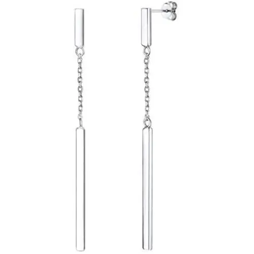 SILVERCUTE Bar Earrings for Women Girls|925 Sterling Silver Minimalist Thin Bar Dangle Drop Earrings in Silver Gold Rose Gold Color, with Gift Box