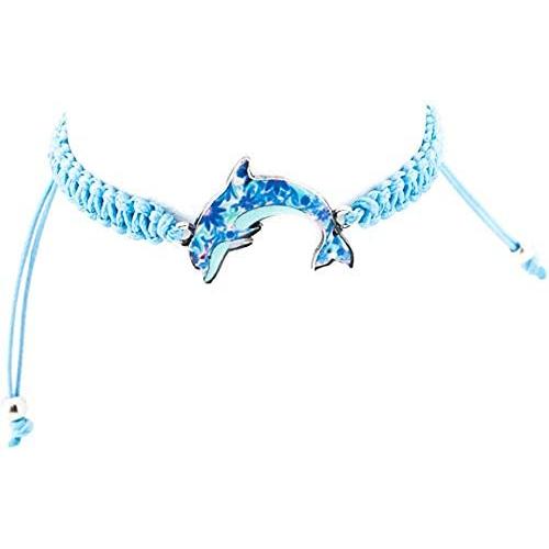 BlueRica Blue Dolphin on Adjustable Macrame Bracelet