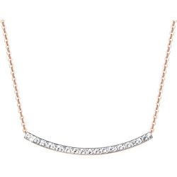 FANCIME 18K Solid Real Rose Gold Smile Necklace Diamond-cut Bar Pendant Necklace Fine Jewelry Gift for Women Girls 16+2 inch Extender