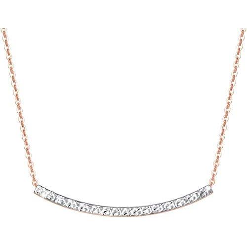 FANCIME 18K Solid Real Rose Gold Smile Necklace Diamond-cut Bar Pendant Necklace Fine Jewelry Gift for Women Girls 16+2 inch Extender