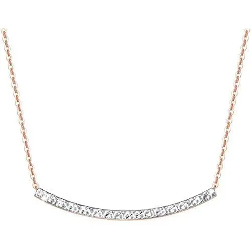 FANCIME 18K Solid Real Rose Gold Smile Necklace Diamond-cut Bar Pendant Necklace Fine Jewelry Gift for Women Girls 16+2 inch Extender FANCIME 18K Solid Real Rose Gold Smile Necklace Diamond-cut Bar Pendant Necklace Fine Jewelry Gift for Women Girls 16+2 inch Extender