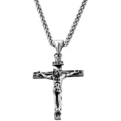 Ineffable Cross Pendant Crucifix Stainless Steel Mens Boys Jewelry Jesus Necklace with Chain