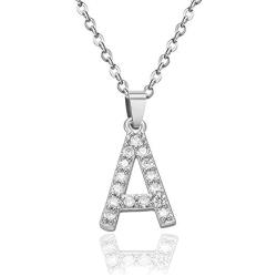 Cubic Zirconia Initial Necklace, 14K Gold Plated Dainty Personalized Name Shinning Letter Choker Necklace Gift for Women Stainless Steel Necklace Pendant Jewelry