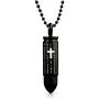 Bling Jewelry Personalize Lords Prayer Dragon Snake Scorpion Bullet Pendant Necklace for Men Teen Black Oxidized Silver Tone Stainless Steel