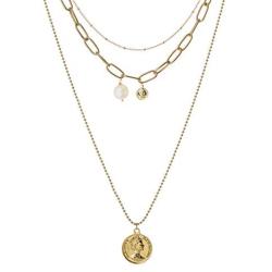salamra Multilayered Women Long Necklace with Pendant Dainty Gold Plated Necklace for Women Girls Personalized Jewelry